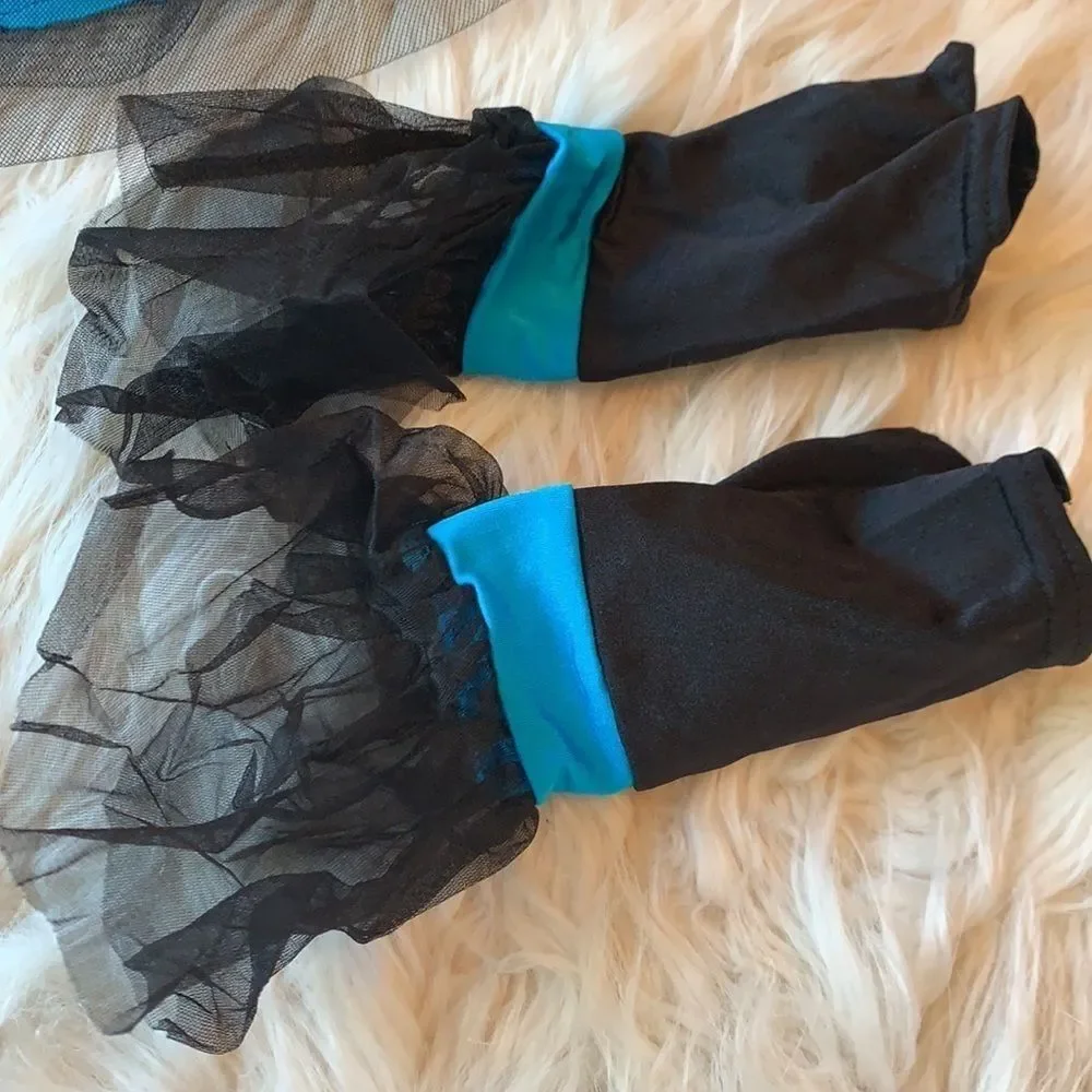 Blue and Black two piece color block dance costume